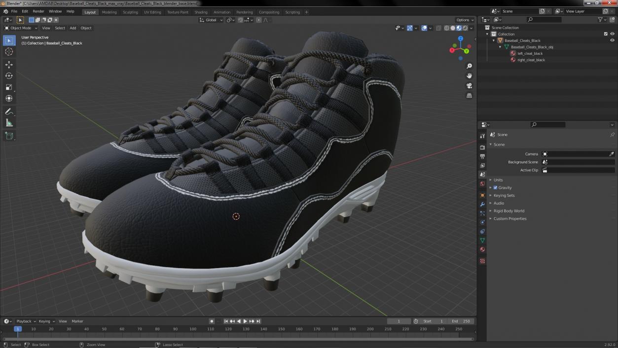 3D Baseball Cleats Black