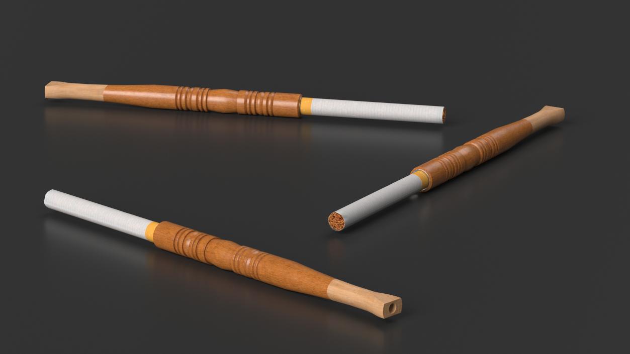 3D model Wooden Cigarette Holder with Cigarette 2