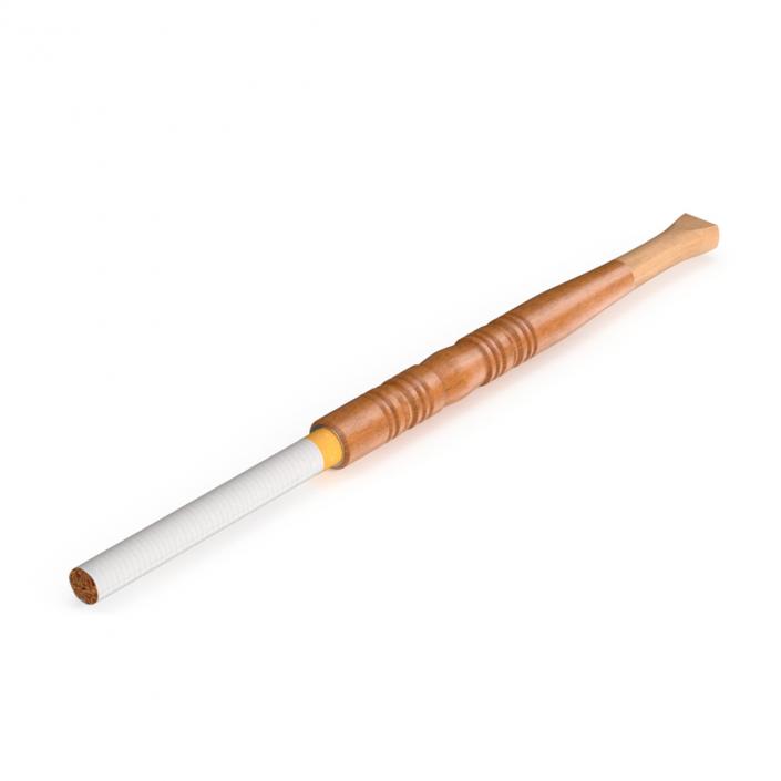 3D model Wooden Cigarette Holder with Cigarette 2