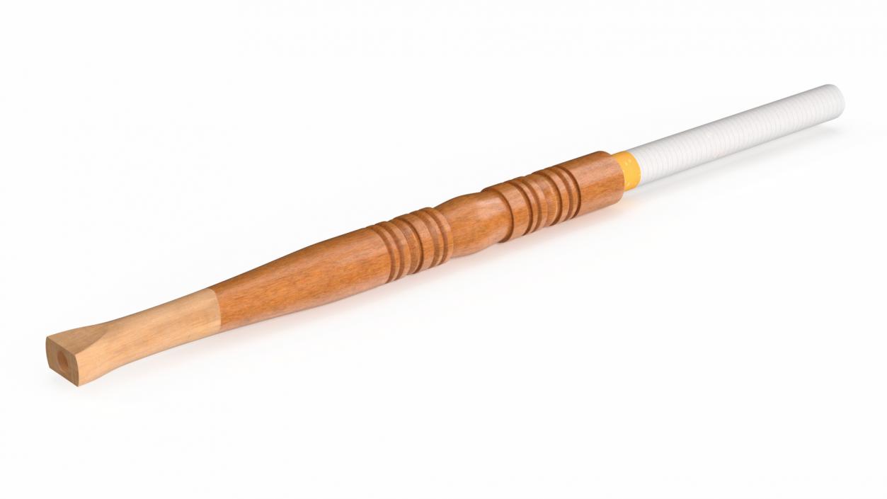 3D model Wooden Cigarette Holder with Cigarette 2