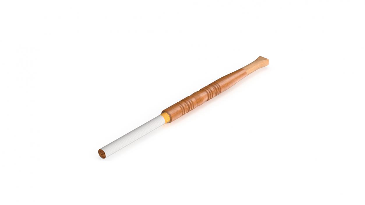 3D model Wooden Cigarette Holder with Cigarette 2