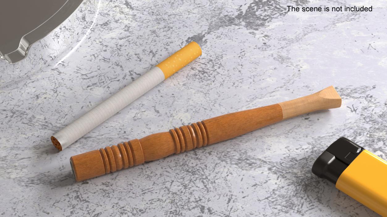 3D model Wooden Cigarette Holder with Cigarette 2