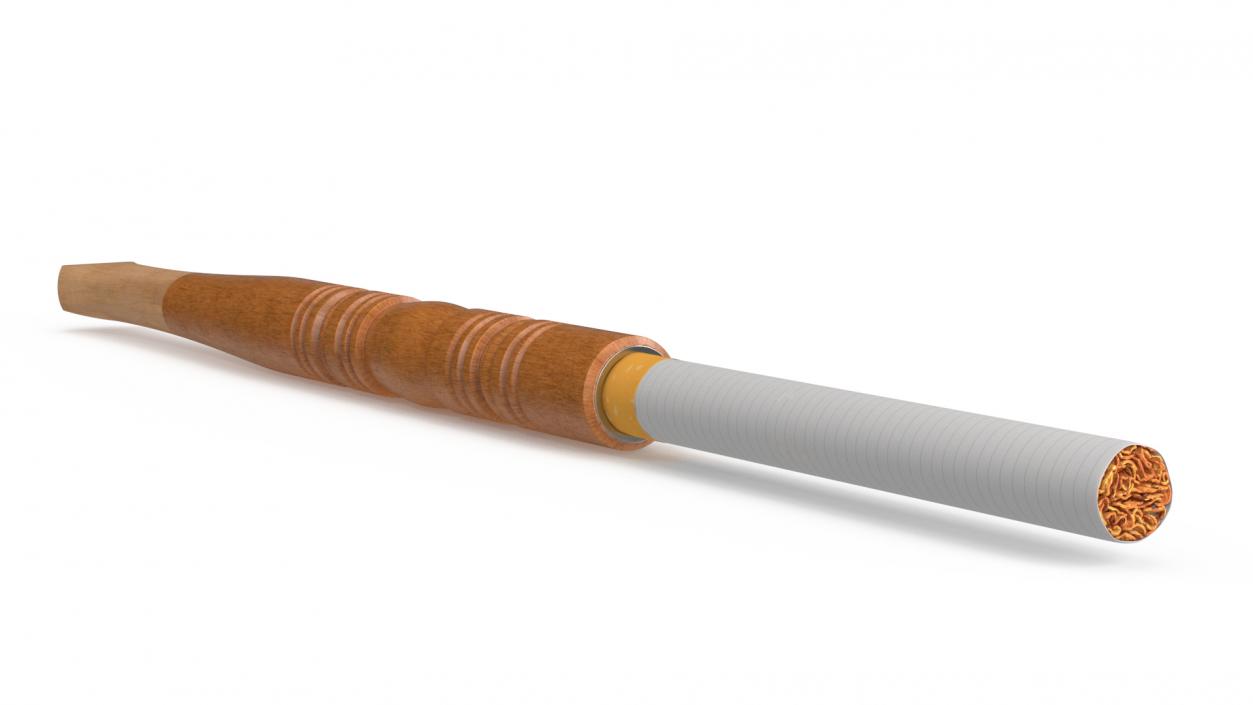 3D model Wooden Cigarette Holder with Cigarette 2