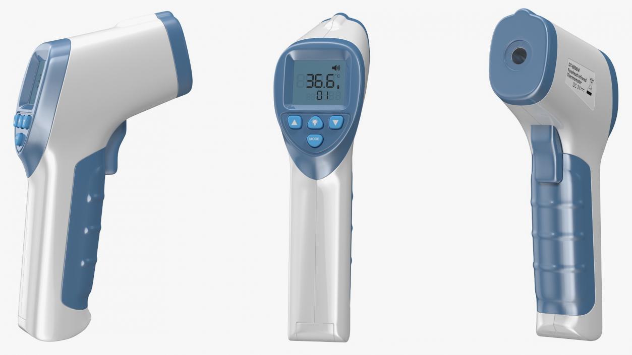 Infrared Forehead Thermometer in Hand Rigged 3D model