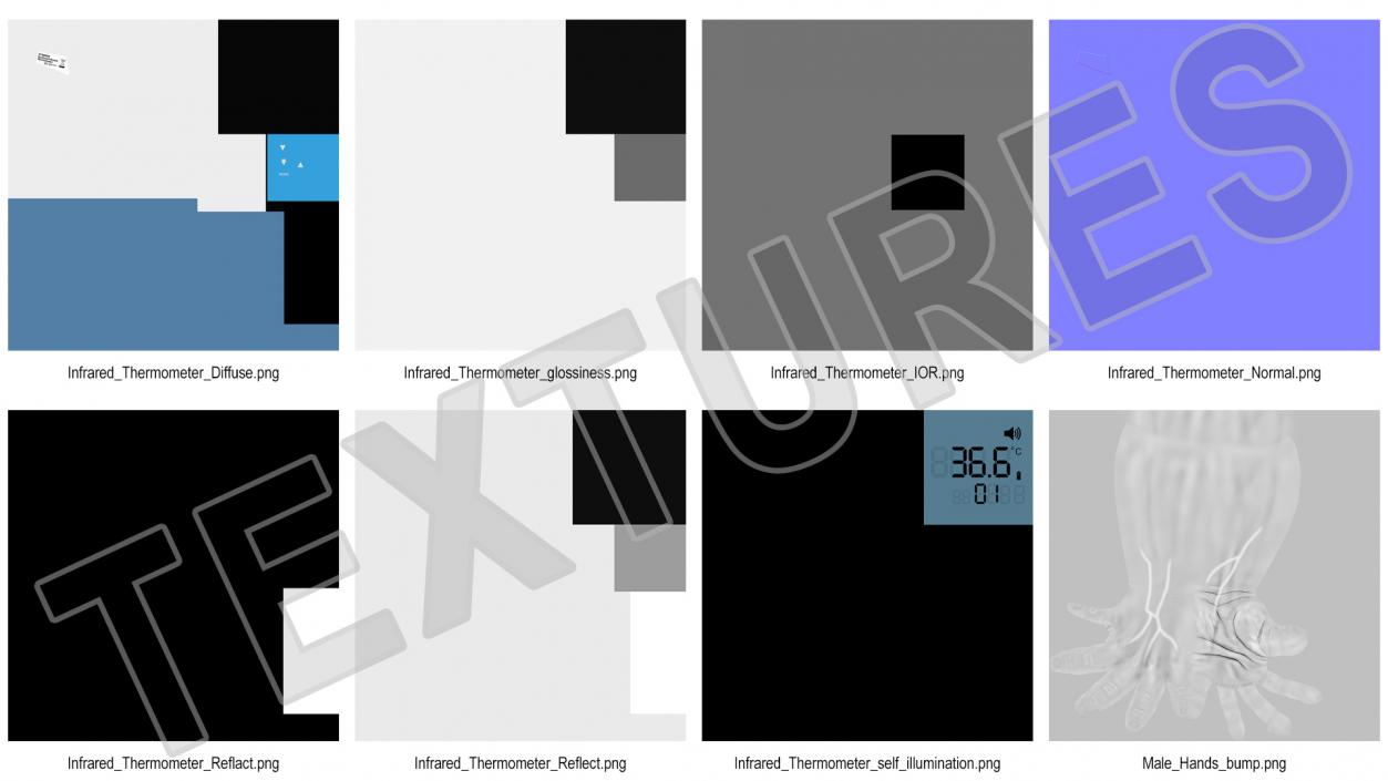 Infrared Forehead Thermometer in Hand Rigged 3D model