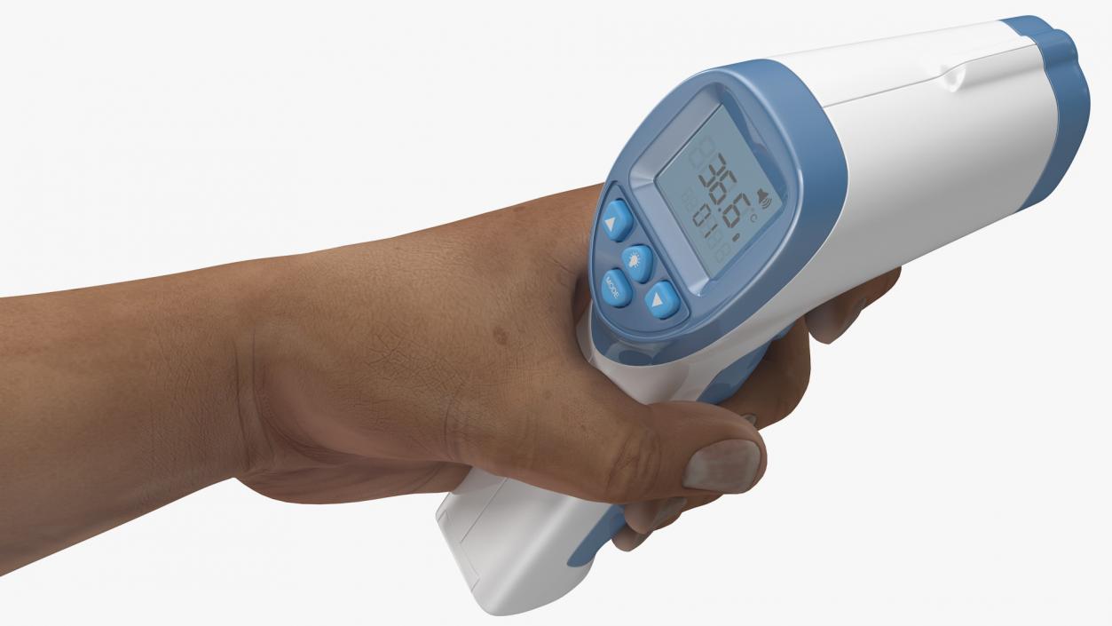 Infrared Forehead Thermometer in Hand Rigged 3D model