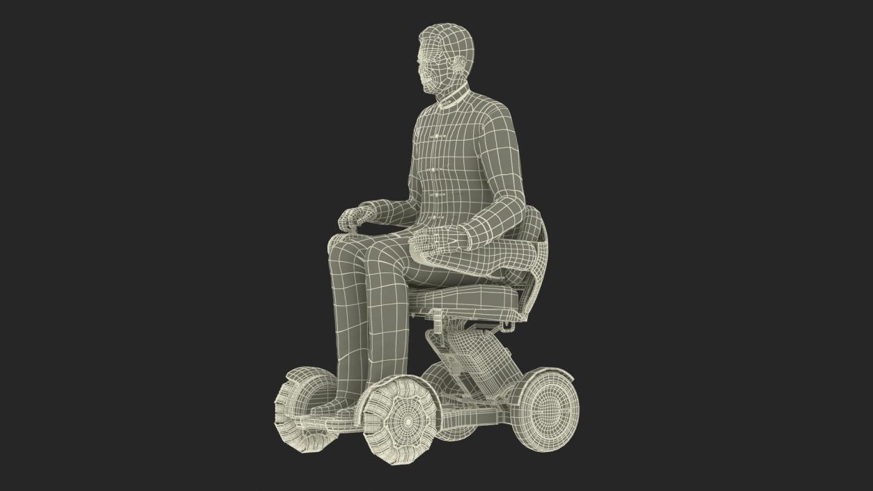 3D model Power Wheelchair and Chinese Elderly Man