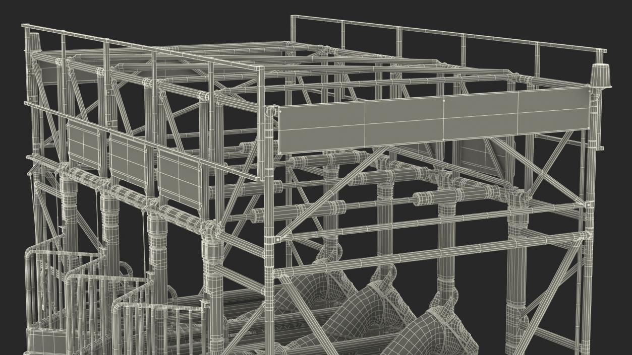 3D model Starting Gates with 3 Racing Horses