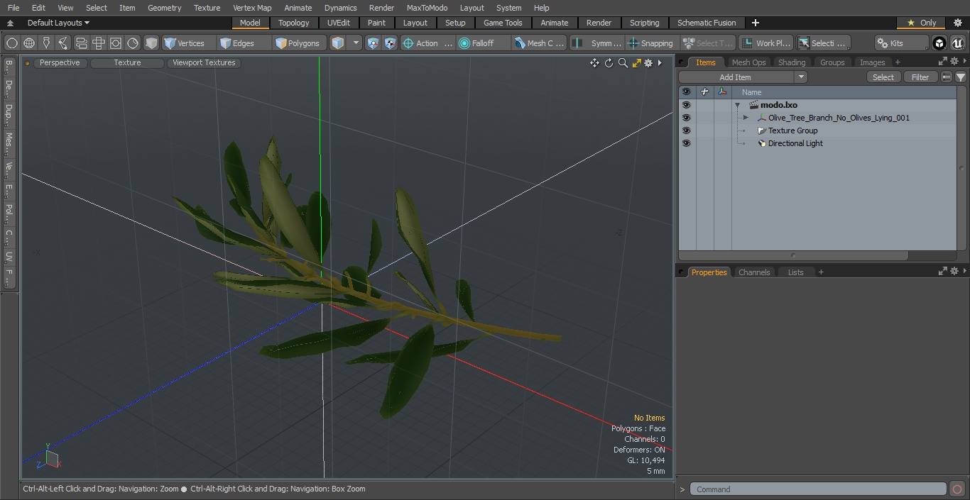 3D Olive Tree Branch No Olives Lying model