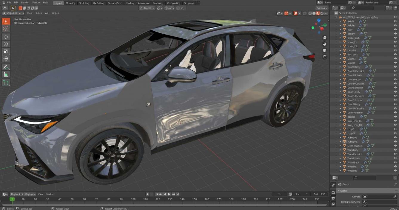 3D model 2024 Lexus NX Hybrid Grey