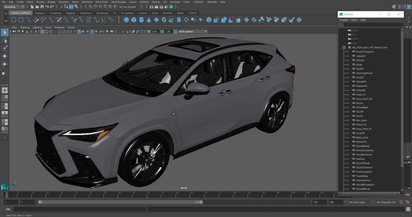 3D model 2024 Lexus NX Hybrid Grey