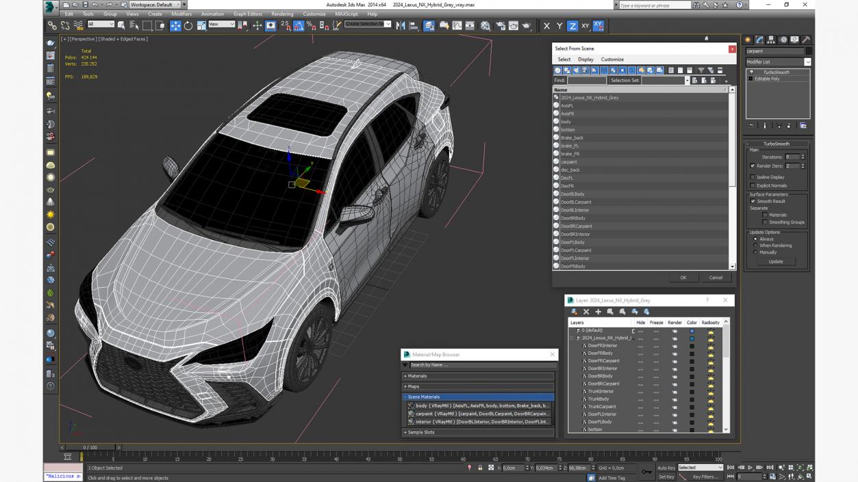 3D model 2024 Lexus NX Hybrid Grey