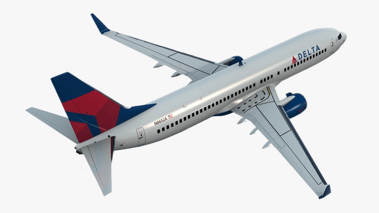 3D model Boeing 737 800 with Interior Delta Air Lines Rigged for Cinema 4D