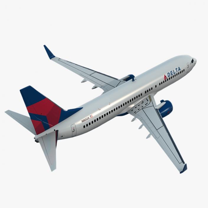 3D model Boeing 737 800 with Interior Delta Air Lines Rigged for Cinema 4D