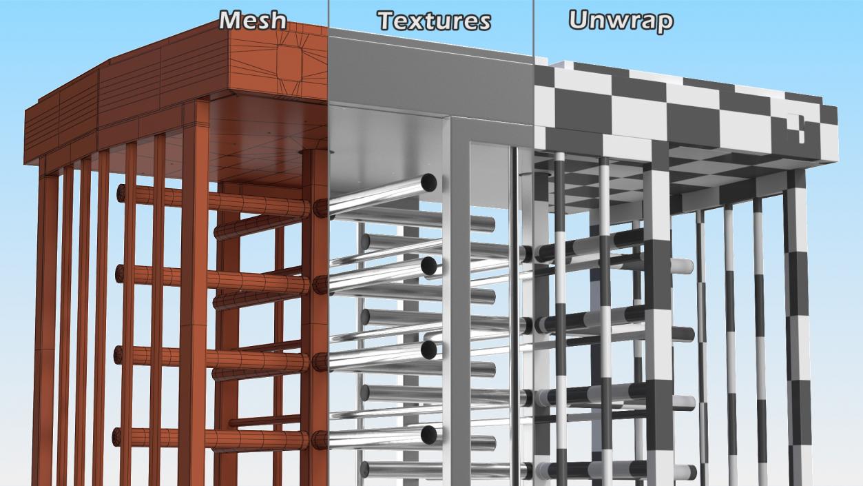 3D model Full Height Dual Lane Security Turnstile