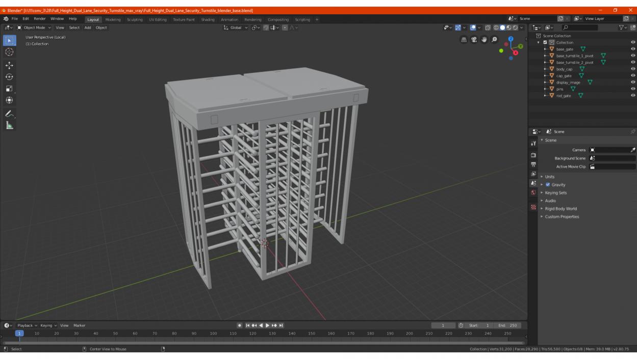 3D model Full Height Dual Lane Security Turnstile