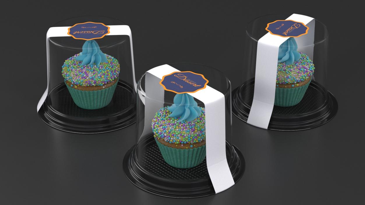 3D model Cake in Plastic Container