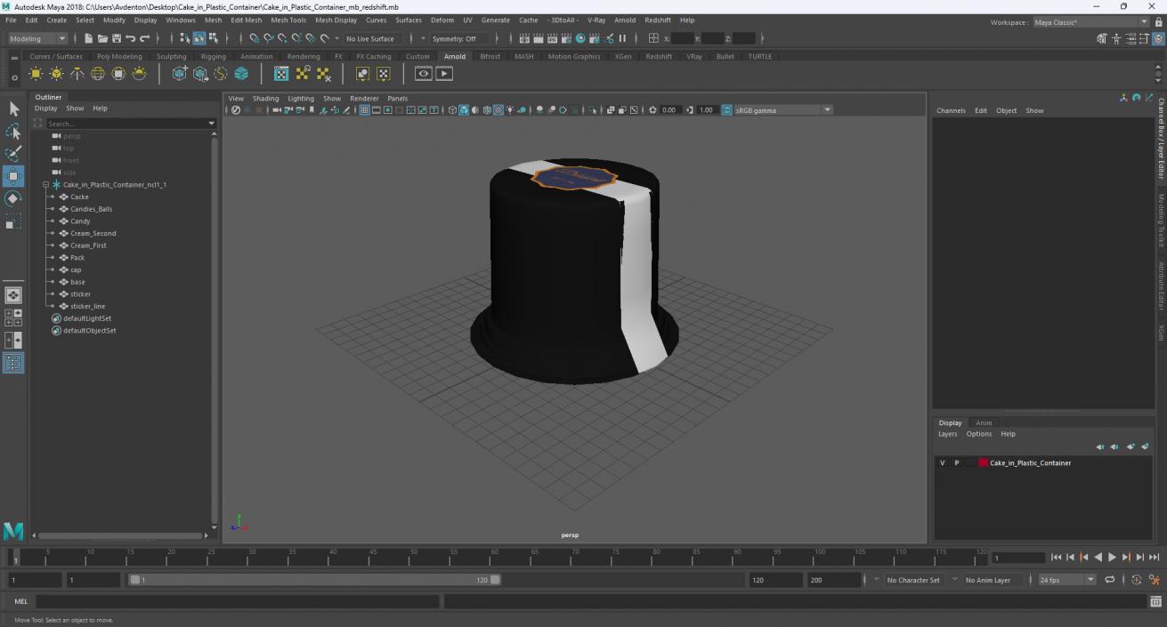 3D model Cake in Plastic Container