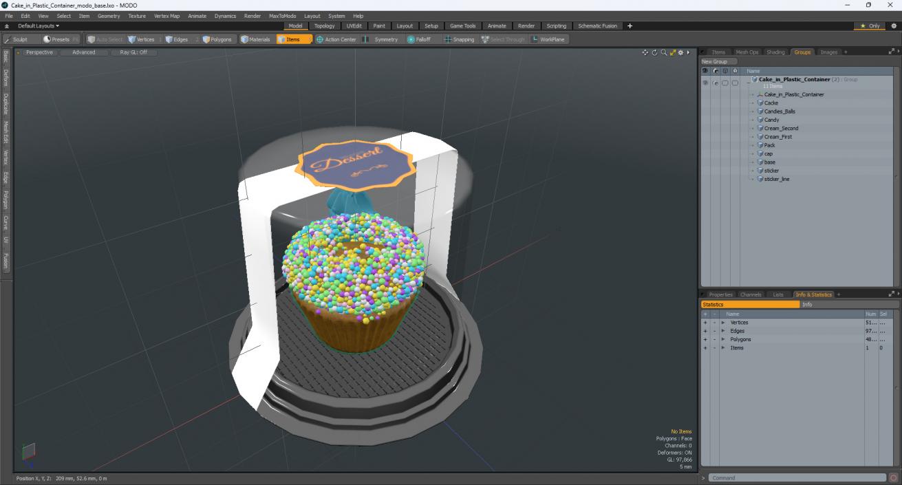 3D model Cake in Plastic Container