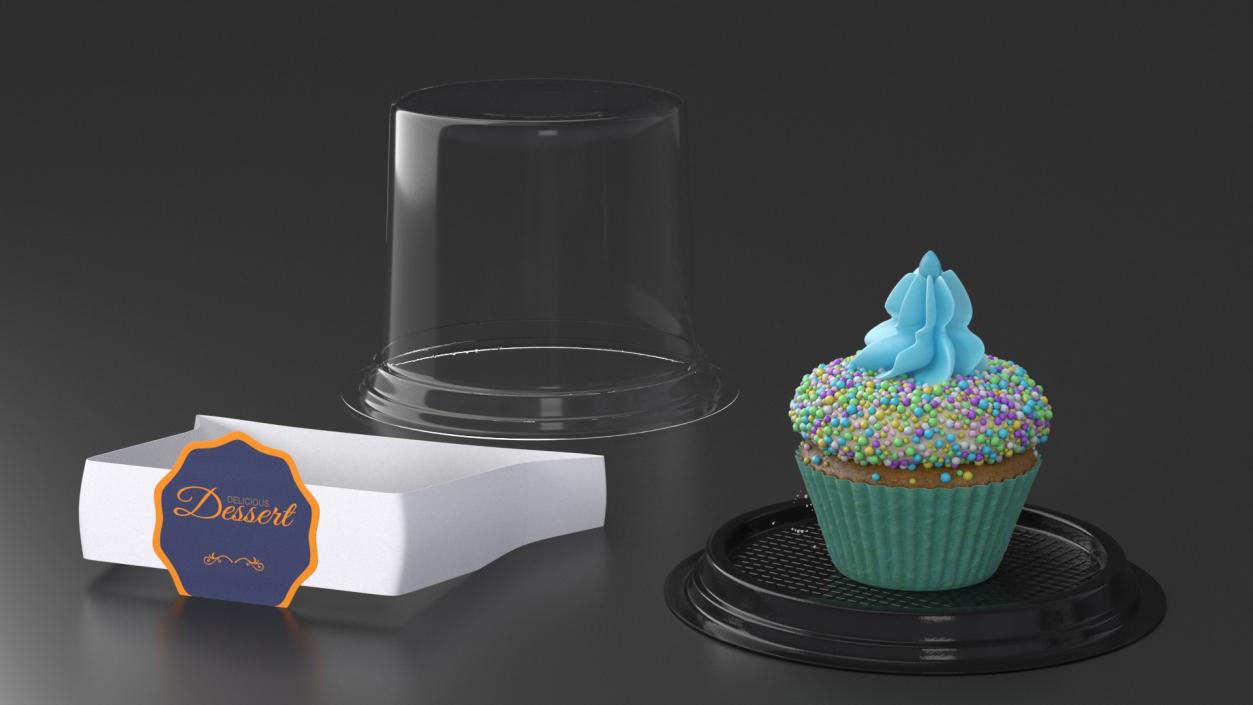 3D model Cake in Plastic Container