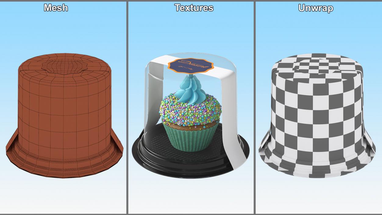 3D model Cake in Plastic Container