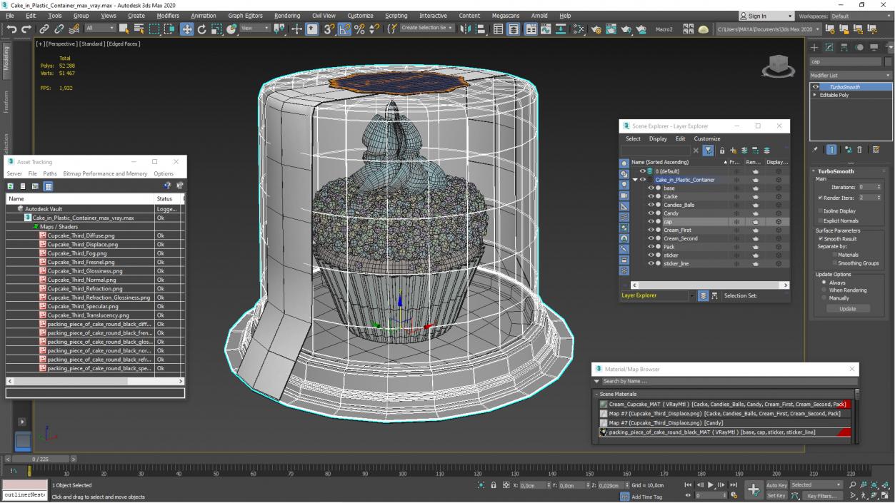 3D model Cake in Plastic Container