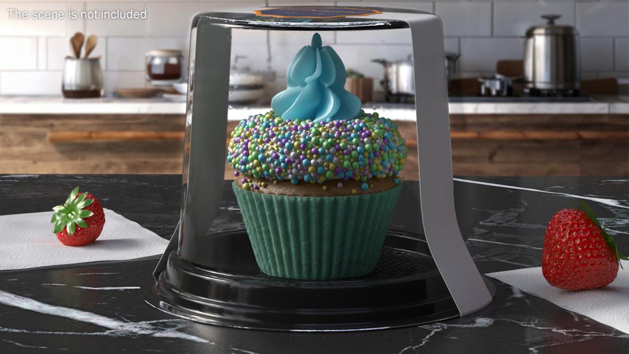 3D model Cake in Plastic Container