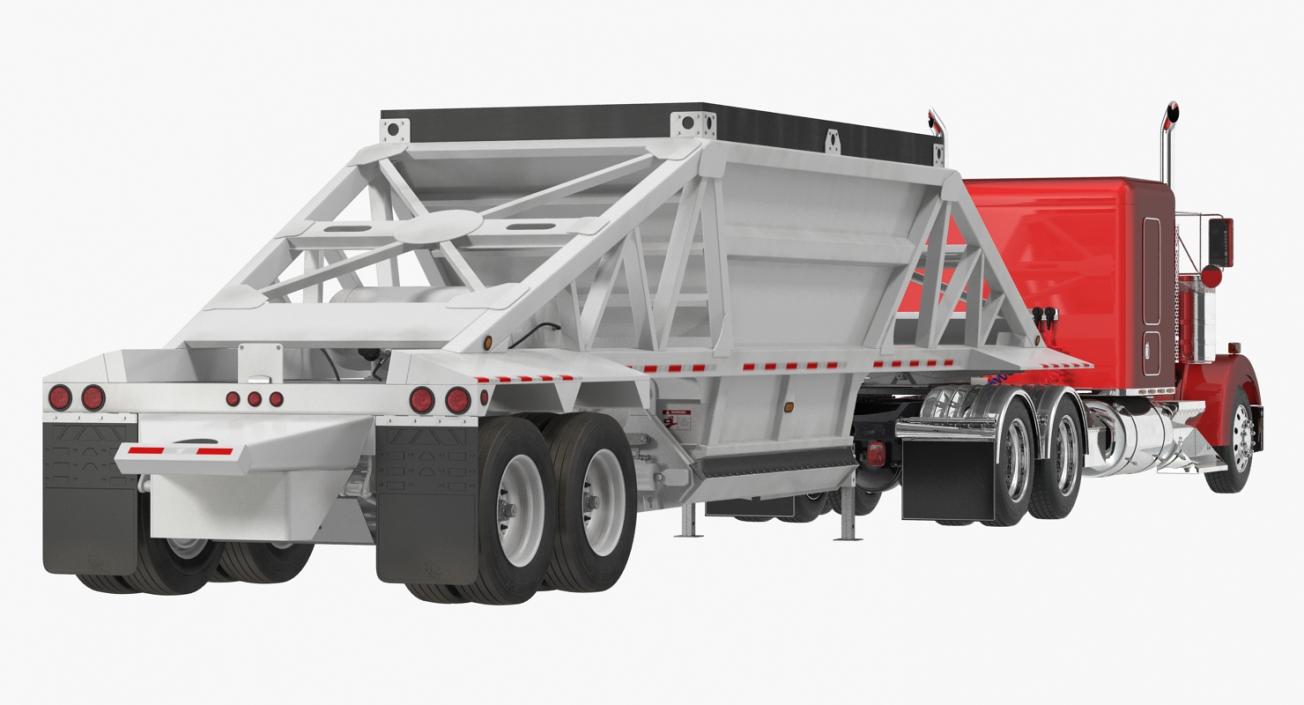 3D model Truck with Bottom Dump Trailer