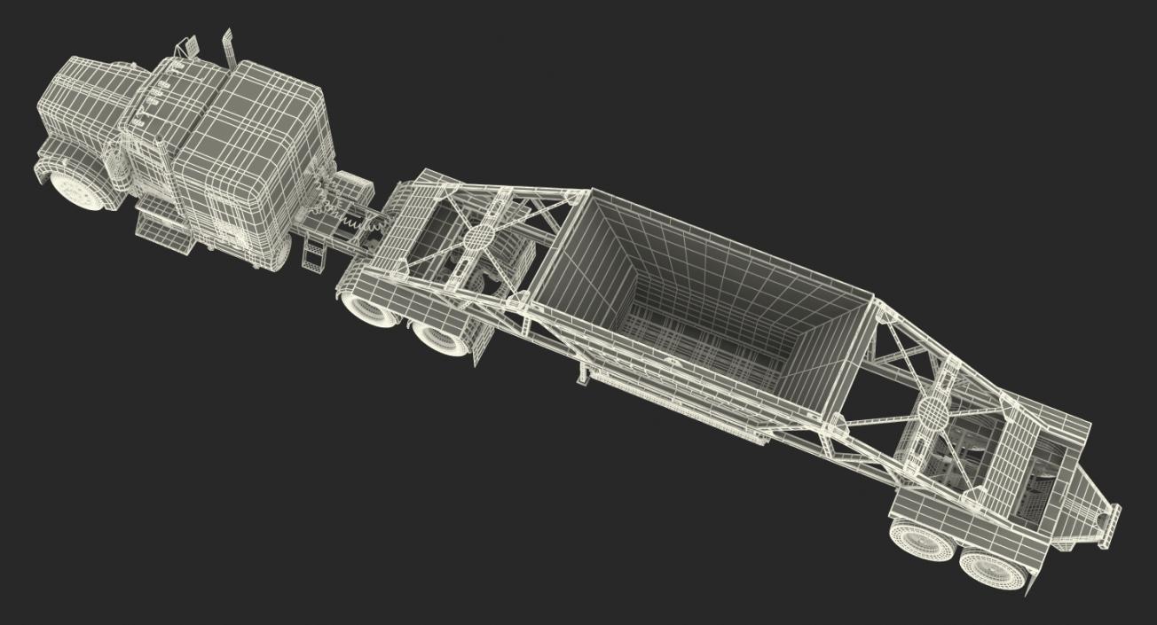 3D model Truck with Bottom Dump Trailer