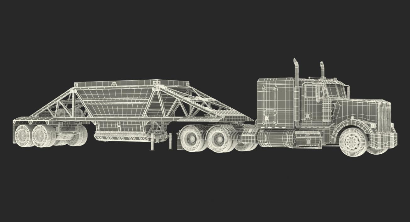 3D model Truck with Bottom Dump Trailer