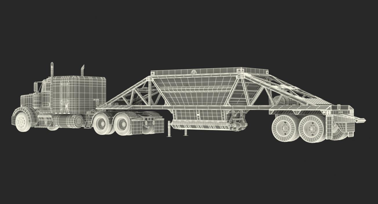 3D model Truck with Bottom Dump Trailer