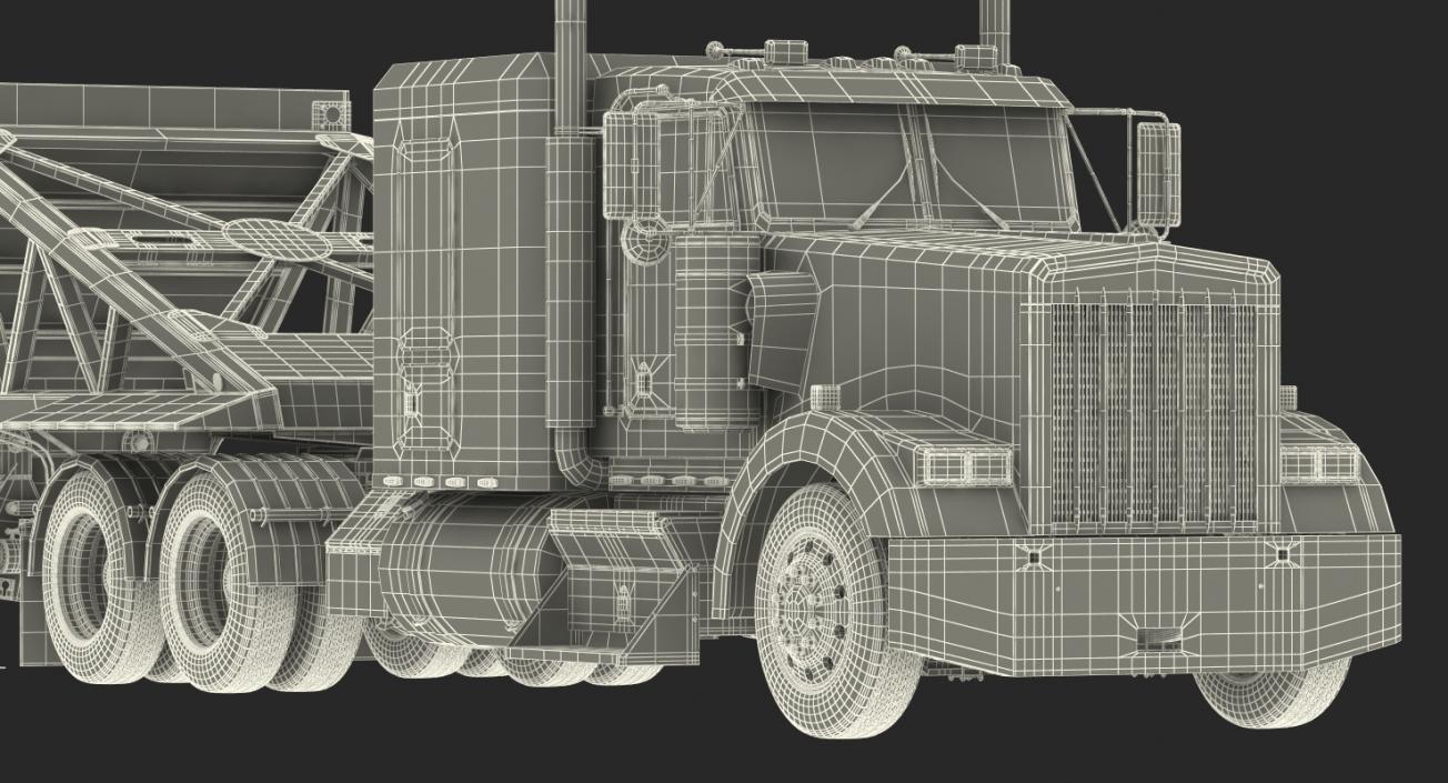 3D model Truck with Bottom Dump Trailer