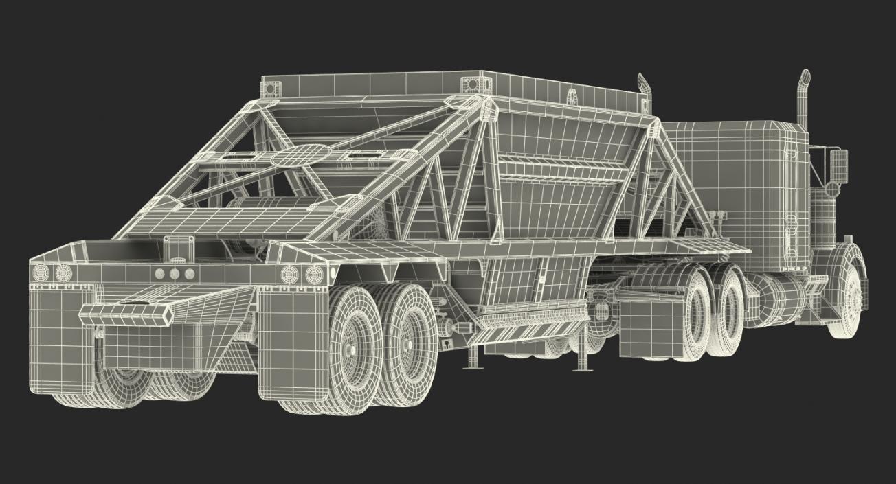 3D model Truck with Bottom Dump Trailer