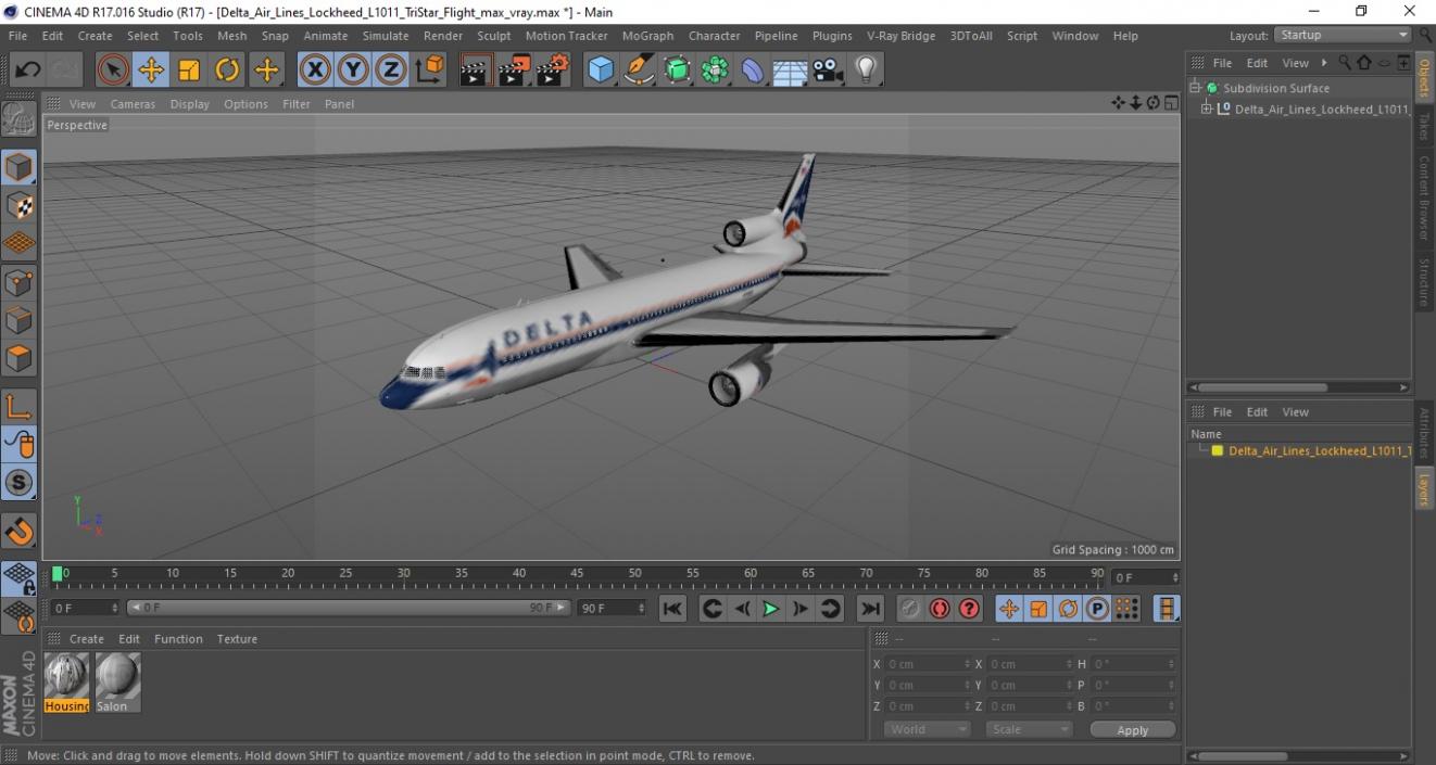 3D Delta Air Lines Lockheed L-1011 TriStar Flight