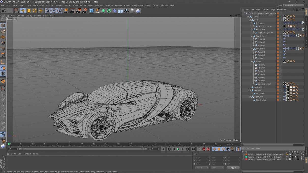 3D Hypercar Hyperion XP-1 Rigged for Cinema 4D model