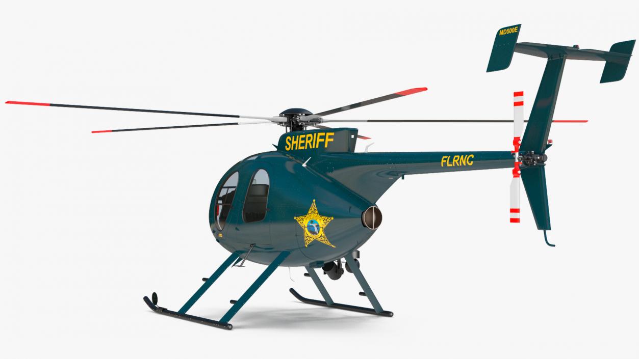 3D MD 500E Sheriff Helicopter Rigged model