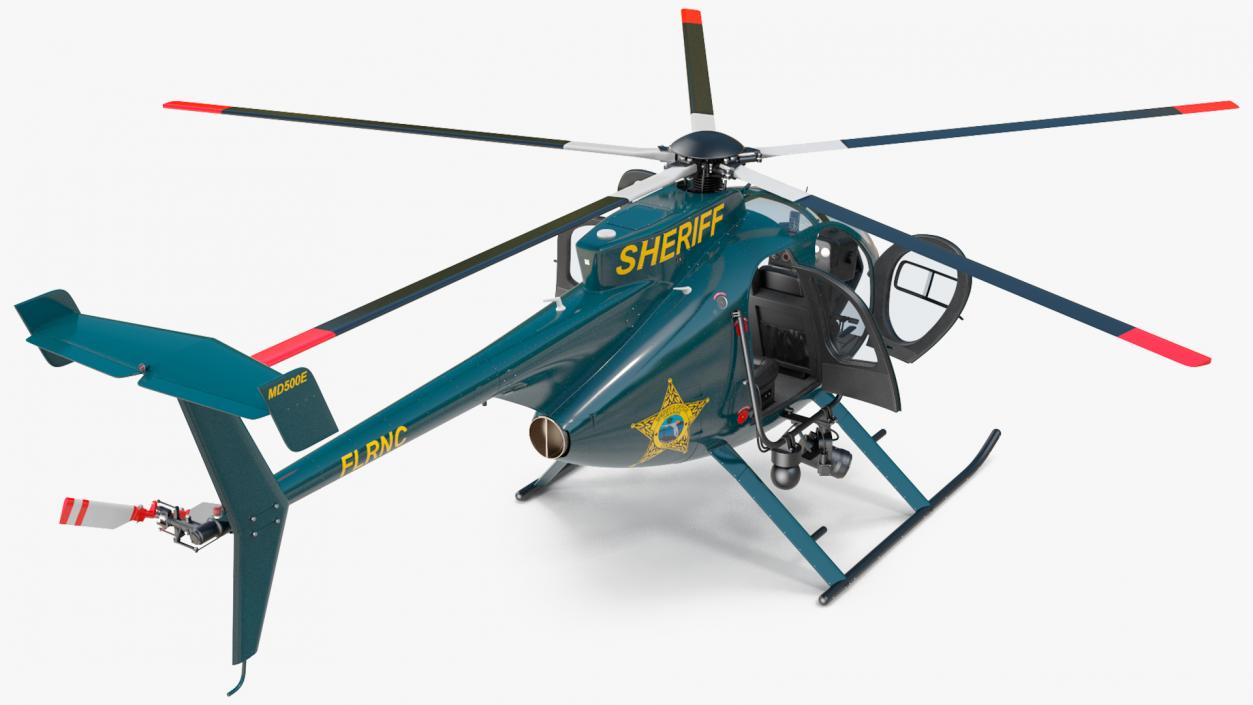 3D MD 500E Sheriff Helicopter Rigged model