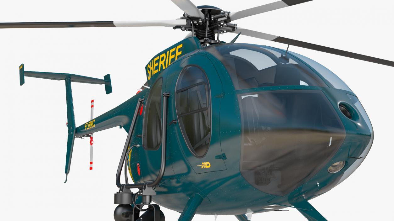 3D MD 500E Sheriff Helicopter Rigged model