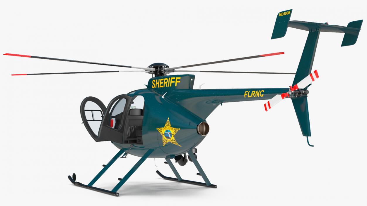 3D MD 500E Sheriff Helicopter Rigged model