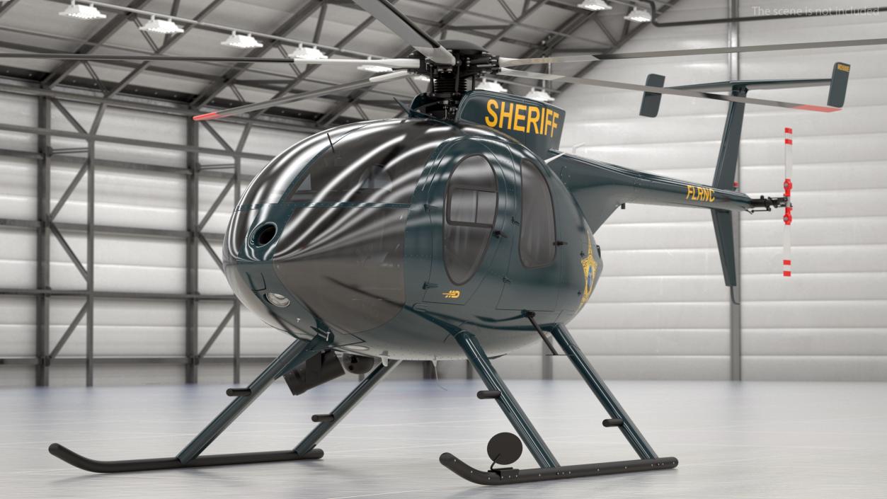 3D MD 500E Sheriff Helicopter Rigged model