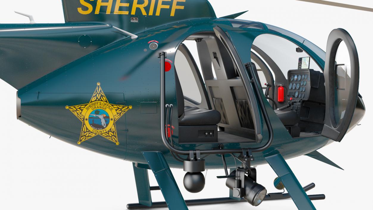 3D MD 500E Sheriff Helicopter Rigged model