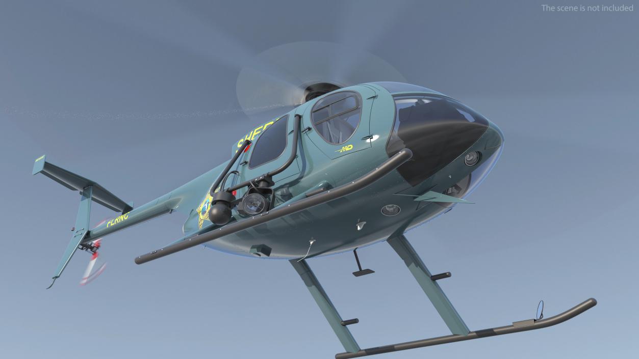 3D MD 500E Sheriff Helicopter Rigged model