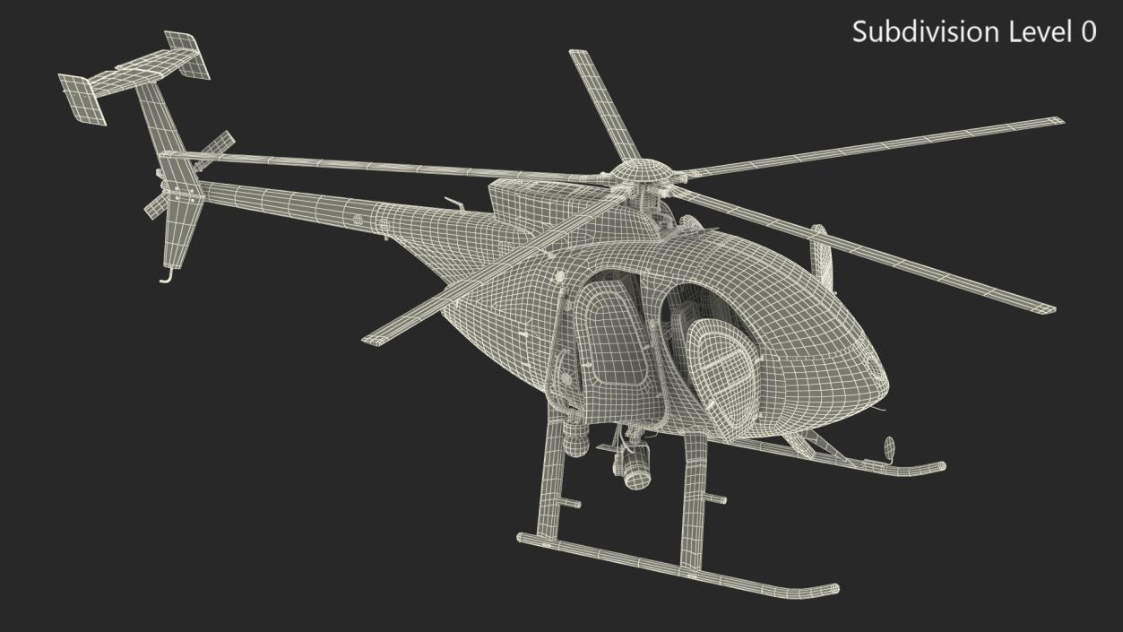 3D MD 500E Sheriff Helicopter Rigged model