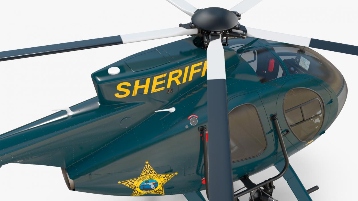 3D MD 500E Sheriff Helicopter Rigged model