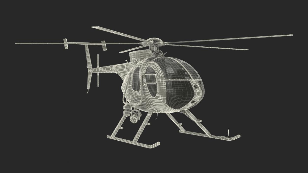 3D MD 500E Sheriff Helicopter Rigged model