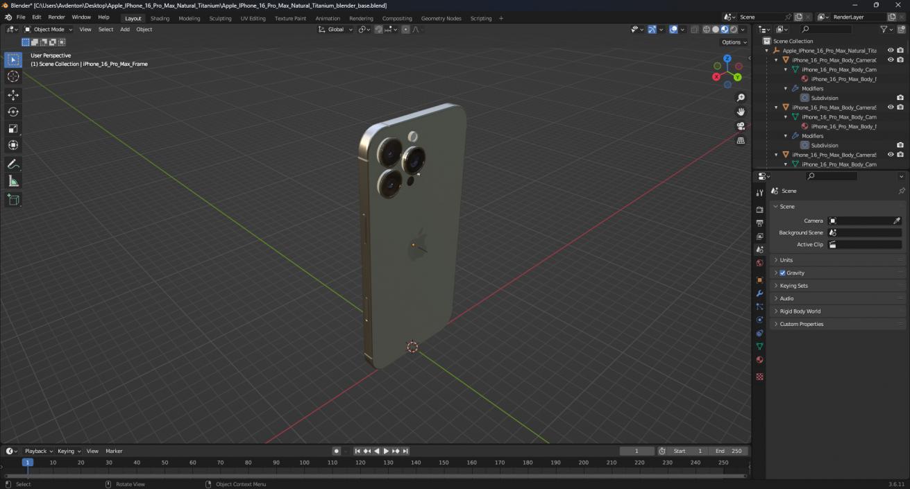 3D model Apple IPhone 16 Pro Max Natural Titanium