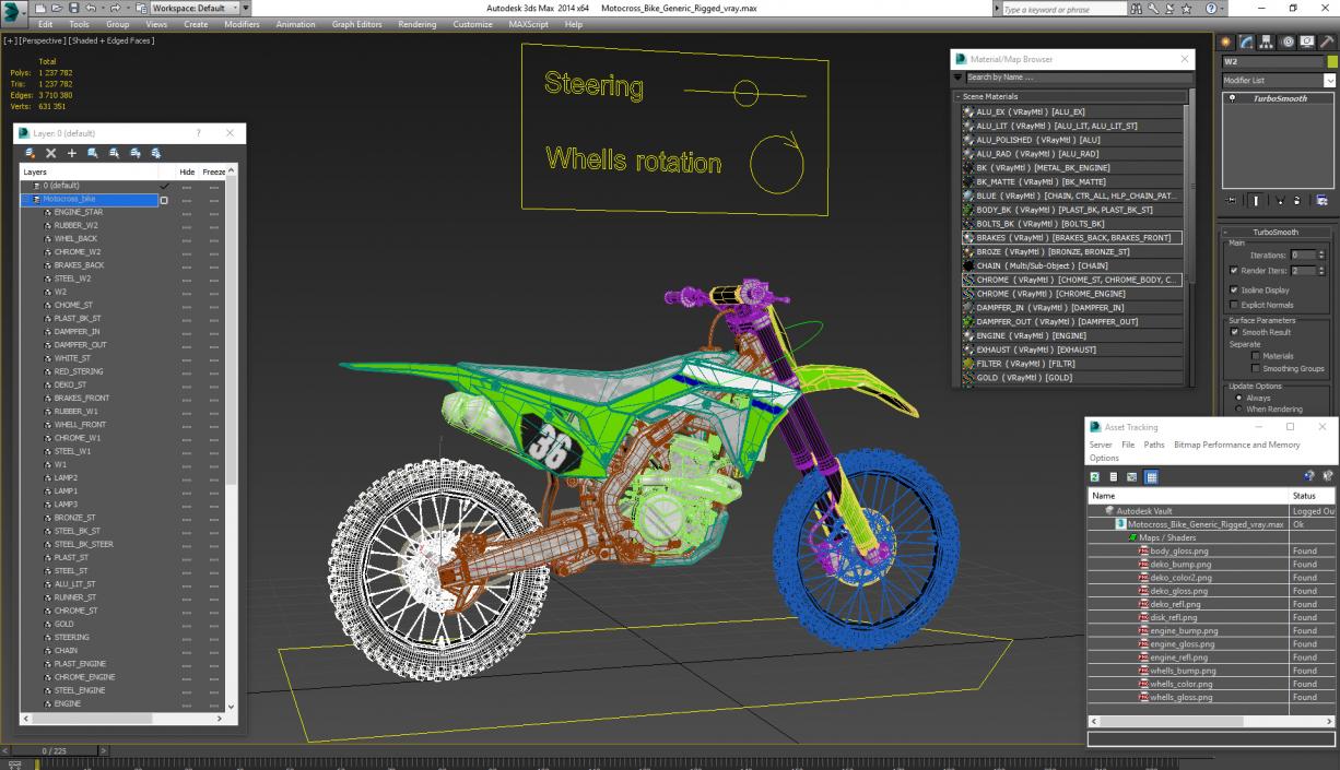 Motocross Bike Generic Rigged 3D model