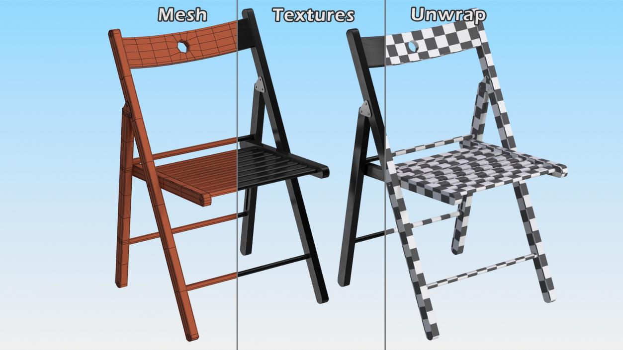 Folding Chair Black Open 3D model