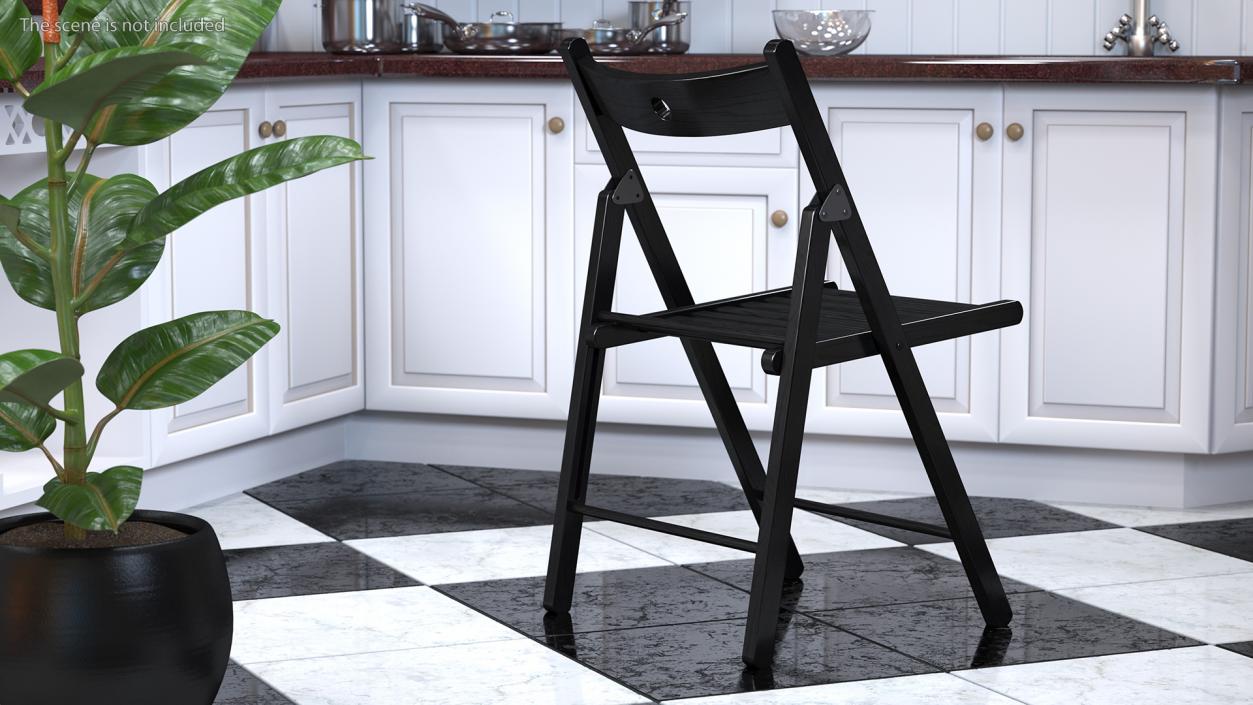 Folding Chair Black Open 3D model