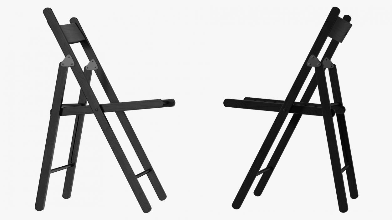 Folding Chair Black Open 3D model